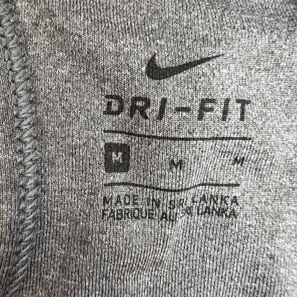 Nike M Medium Sports Bra Racerback Center Swoosh Logo Gray Black Workout Fitness - Picture 8 of 12